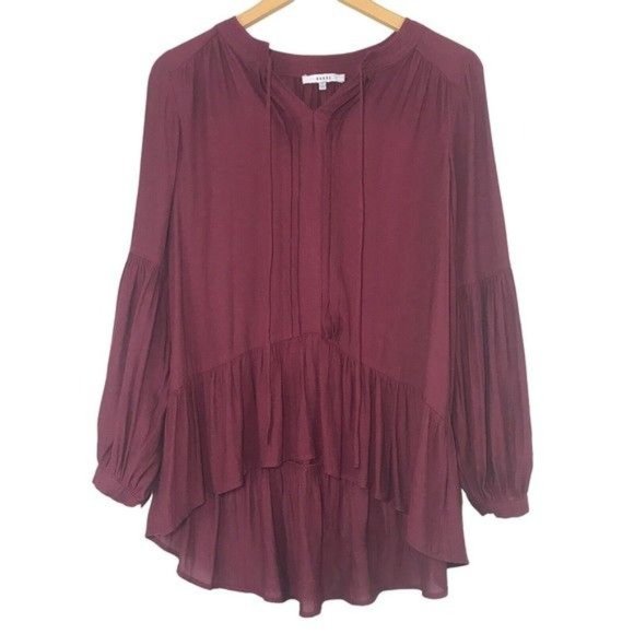 RO & DE Pleated Ruffle High Low Blouse Size XS - Picture 1 of 8